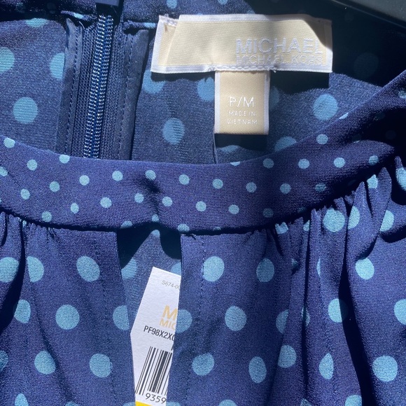 MICHAEL KORS Womens New Navy Polka Dot Sleeveless - Picture 4 of 11